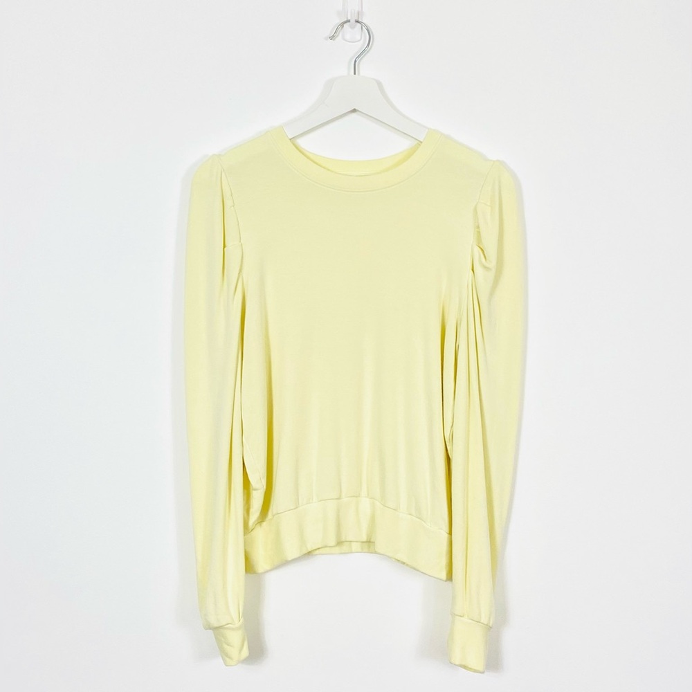 Dynamite Light Yellow Puff Shoulder Sweatshirt
